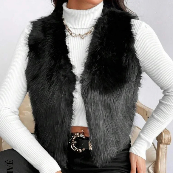 Open Front Fuzzy Vest Coat - Picture 4 of 6
